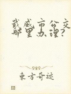 武威市公交卡在哪里办理?