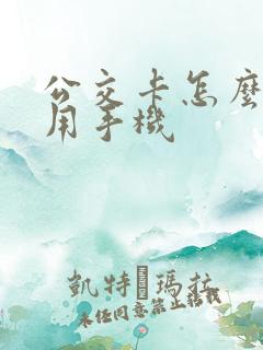 公交卡怎么充费用手机