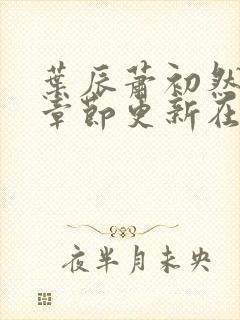 叶辰萧初然最新章节更新在线阅读