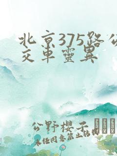 北京375路公交车灵异