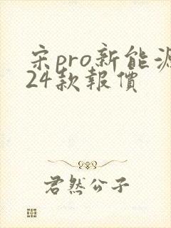 宋pro新能源24款报价