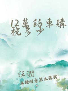 12万的车购车税多少 12万的车购车税多少