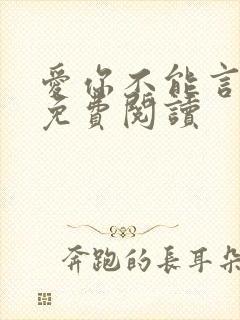 爱你不能言小说免费阅读
