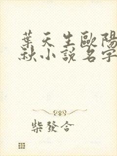 叶天生欧阳欣忆秋小说名字