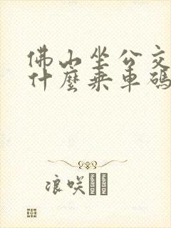 佛山坐公交车用什么乘车码