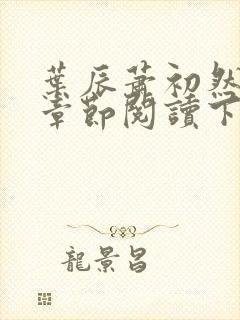 叶辰萧初然最新章节阅读下载