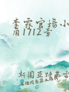 李霖官场小说主角1712章