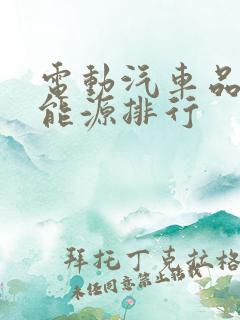 电动汽车品牌新能源排行