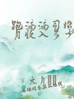跑滴滴司机一个月收入多少钱