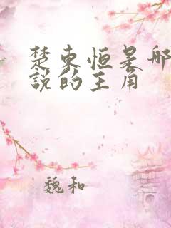 楚东恒是哪部小说的主角