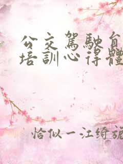 公交驾驶员安全培训心得体会