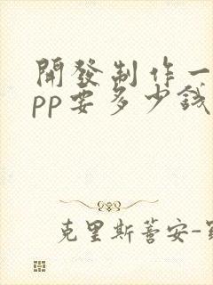 开发制作一个app要多少钱