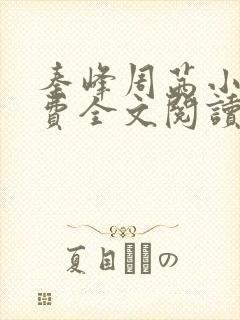 秦峰周茜小说免费全文阅读