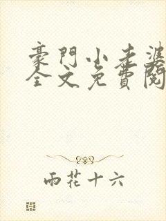 豪门小老婆小说全文免费阅读林梦