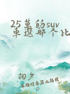 25万的suv车选哪个比较好