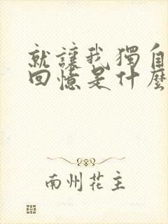 就让我独自守着回忆是什么歌