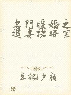 名门暖婚之权爷追妻攻略完本 名门暖婚之权爷追妻攻略完本