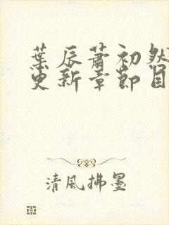 叶辰萧初然最新更新章节目录大全