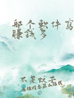 哪个软件写小说赚钱多