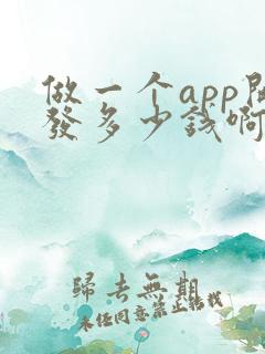 做一个app开发多少钱啊