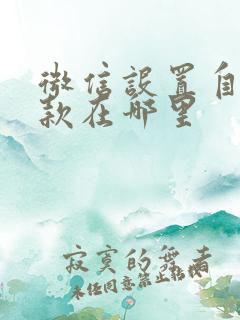 微信设置自动扣款在哪里