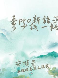 秦pro新能源多少钱一辆