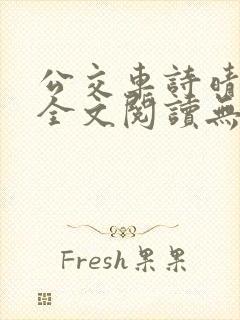 公交车诗晴小说全文阅读无弹窗