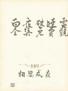 白夜破晓电视剧全集免费观看40集