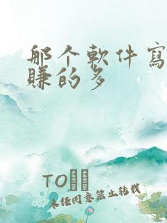 那个软件写小说赚的多 那个软件写小说赚的多