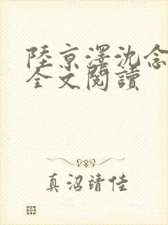 陆京泽沈念在线全文阅读