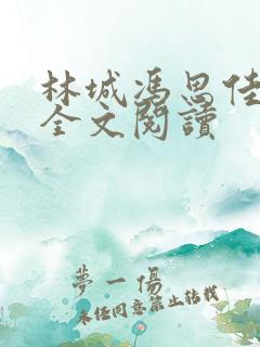 林城冯思佳小说全文阅读