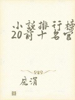 小说排行榜2020前十名官场