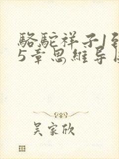 骆驼祥子1到15章思维导图