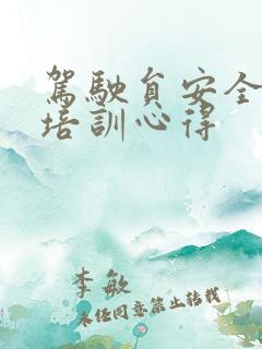 驾驶员安全教育培训心得