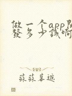 做一个app开发多少钱啊