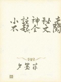 小说神秘老公惹不起全文阅读