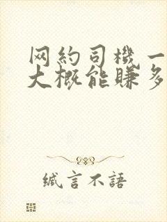 网约司机一个月大概能赚多少钱