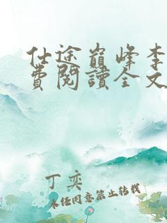 仕途巅峰李霖免费阅读全文