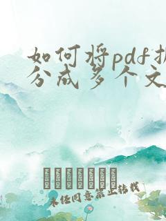如何将pdf拆分成多个文件