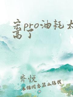 宋pro油耗太高了