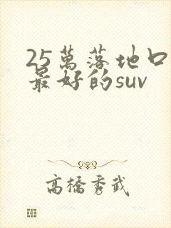 25万落地口碑最好的suv
