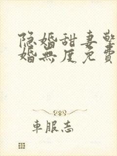 隐婚甜妻擎爷宠婚无度免费阅读