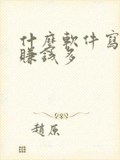 什么软件写小说赚钱多