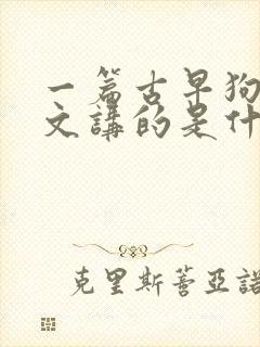 一篇古早狗血虐文讲的是什么