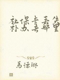 社保卡丢失如何补办去哪里办理