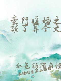 豪门暖婚之夫人说了算全文免费