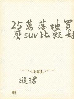25万落地买什么suv比较好