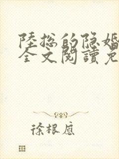 陆总的隐婚娇妻全文阅读免费