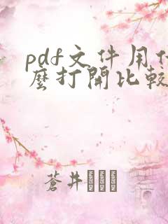 pdf文件用什么打开比较好