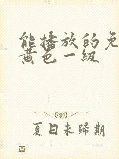 能播放的免费的黄色一级